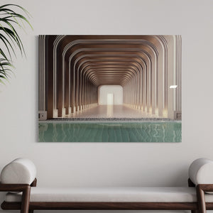 Tempered Glass Art Peaceful Poolside - 90cm x 120cm