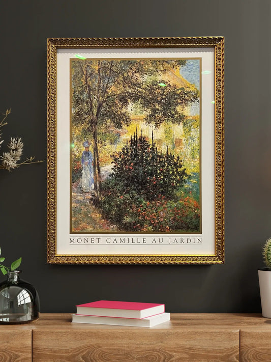 Camille Monet in the Garden Framed Print | Art Glass