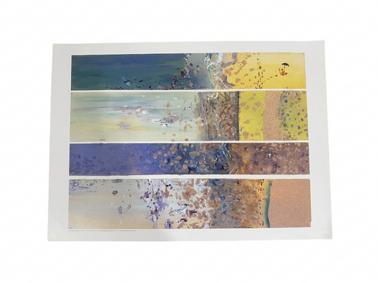 Set of six small abstract art pieces arranged vertically on a white. Fred_Williams_NGA_Beachscape_Erith_Island_I_50x70cm_Print
