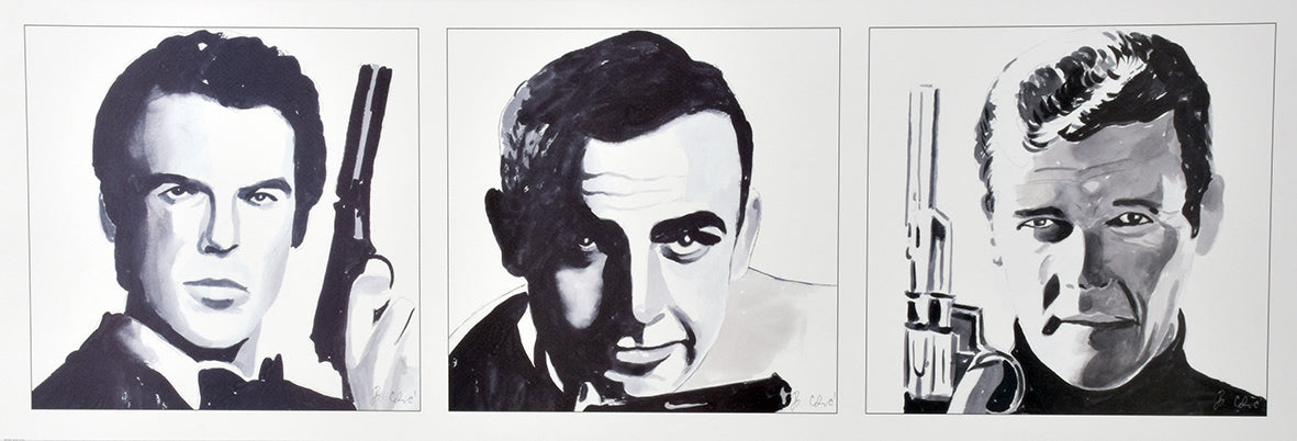 James Bond Triptych by Bob Celic - Art Print