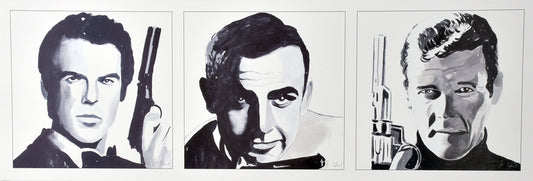 James Bond Triptych by Bob Celic - Art Print