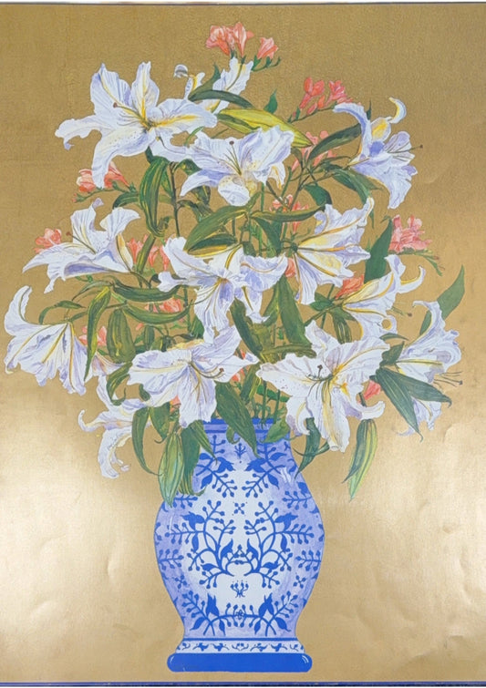 Flowers in Blue & White Vase by Kay Jackson - Print