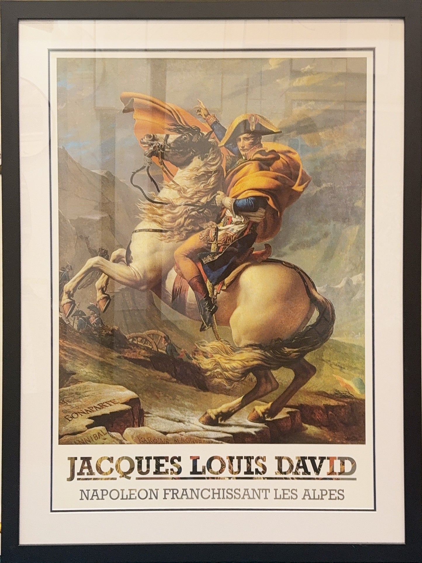 Napoléon Franchissant Les Alpes by Jacques Louis David - Framed Print