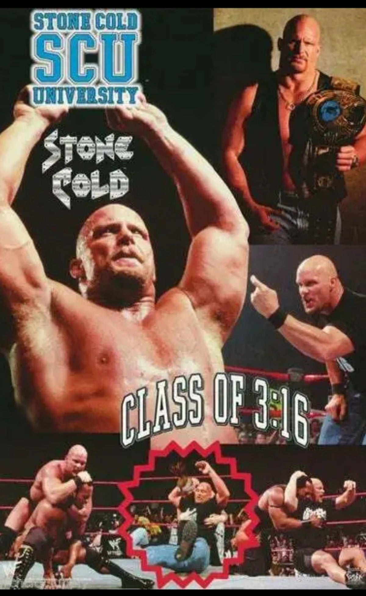 Stone Cold Steve Austin WWF Class of 3:16 Vintage Wrestling Poster