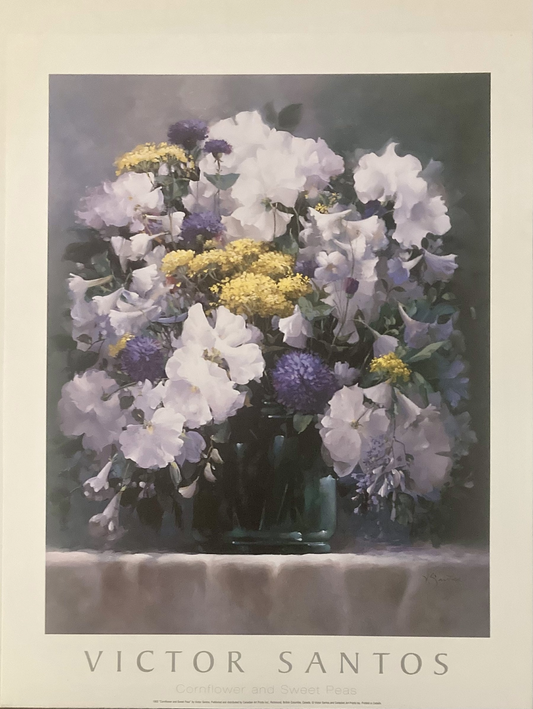 Cornflower and Sweet Peas By Victor Santos - Print