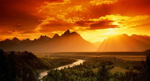 Sunset Over Grand Teton National Park - Poster